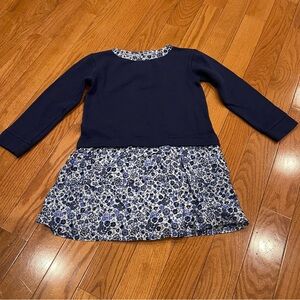Vineyard Vines Girls Coastal Flora Sweatshirt Dress Deep Bay Blue Size Small S